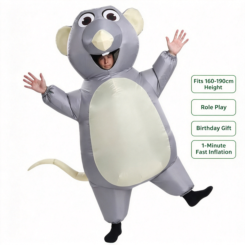 大人も子供も楽しめる、空気で膨らませるグレーのネズミのコスチ - Party Games For Adults And Kids のレビューと価格